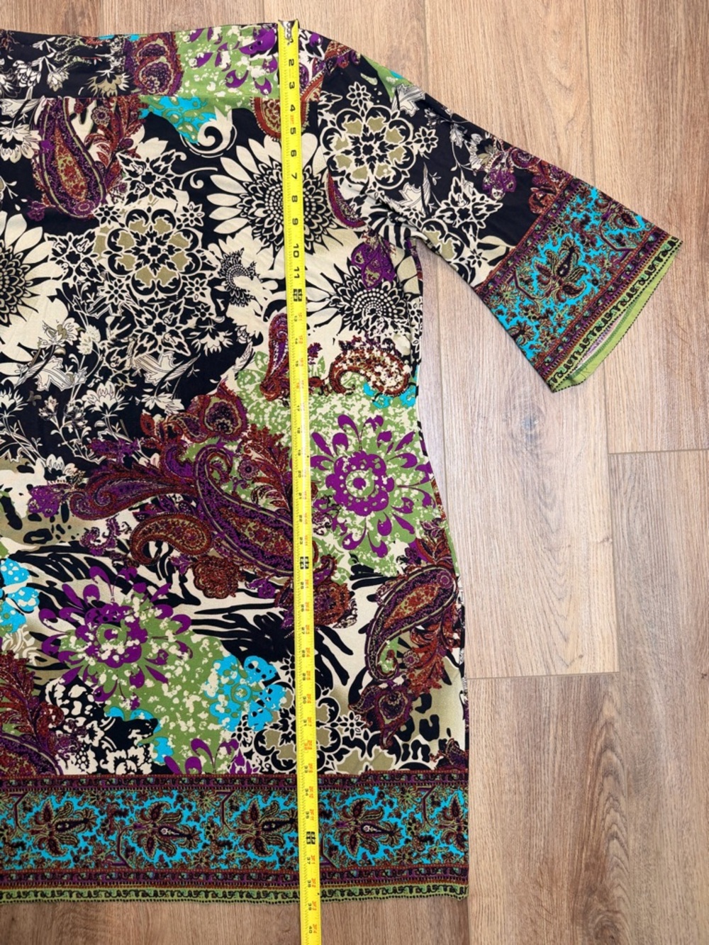 ECI NY 22W Boho Paisley Sunflower Sheath Dress Stretch 3/4 Sleeve Plus Size - Picture 13 of 16